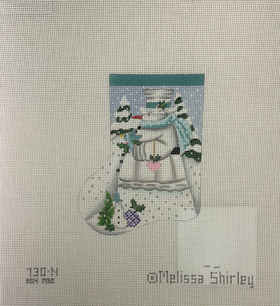 Melissa Shirley 730N Winter White Snowman Mini Stocking