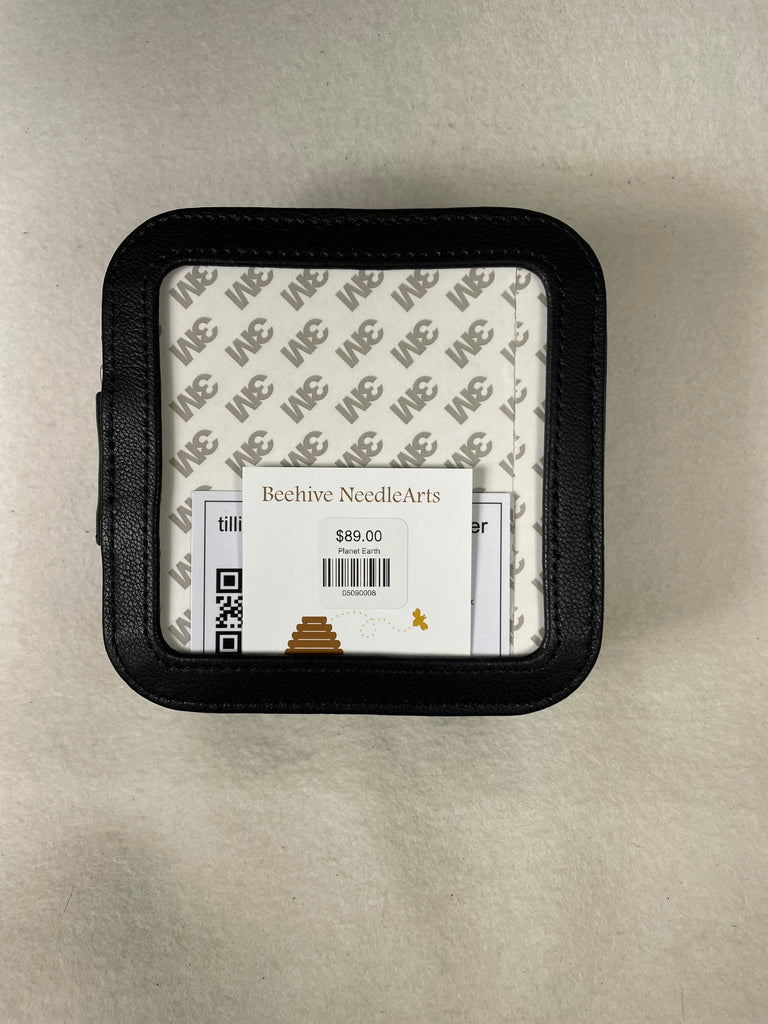 Planet Earth Leather Zip Box- 5.5in/ 4in insert- Black