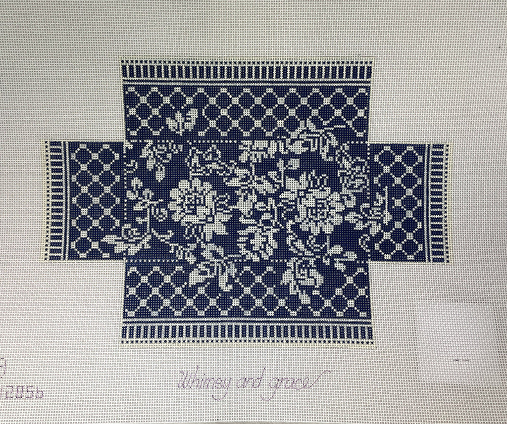 * Whimsy and Grace Wg12856 Navy Damask Brick- 13m