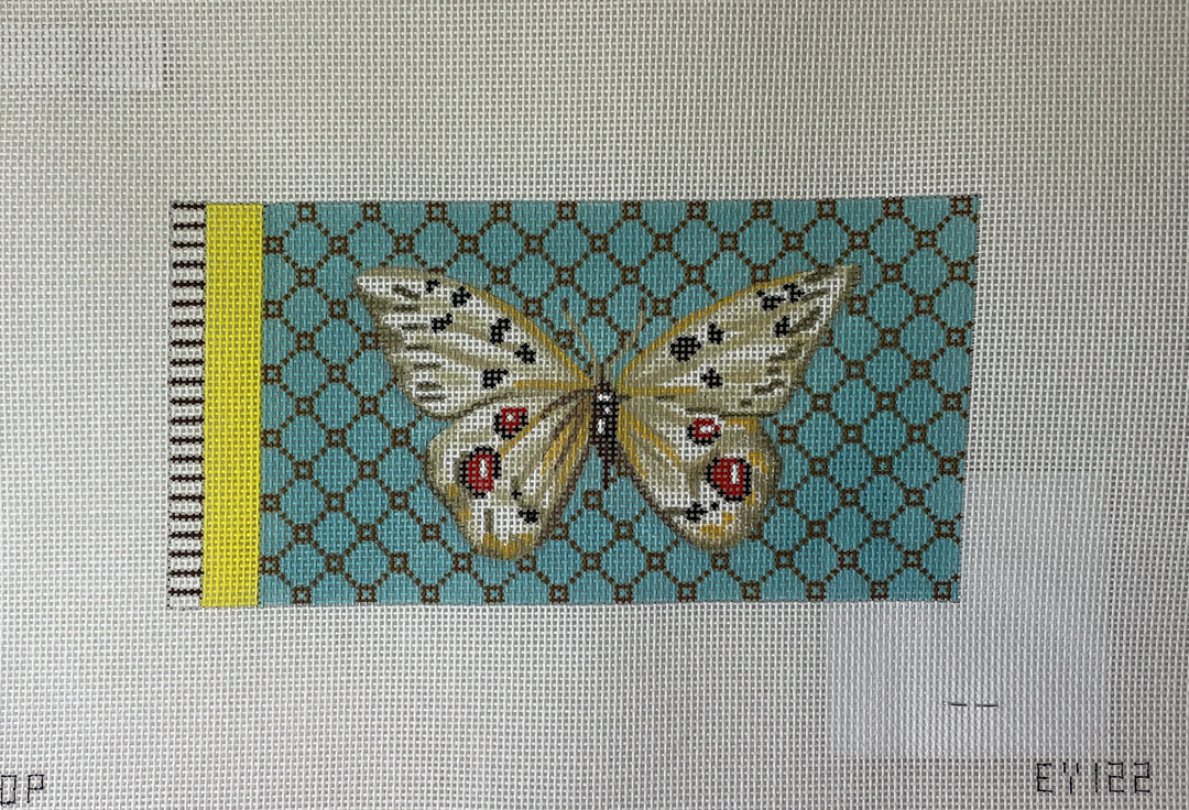 Colors of Praise EY122 Butterfly White on Turquois Eyeglass Case