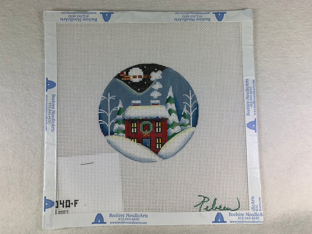 Rebecca Wood 1040f Wreath Winter Cabin