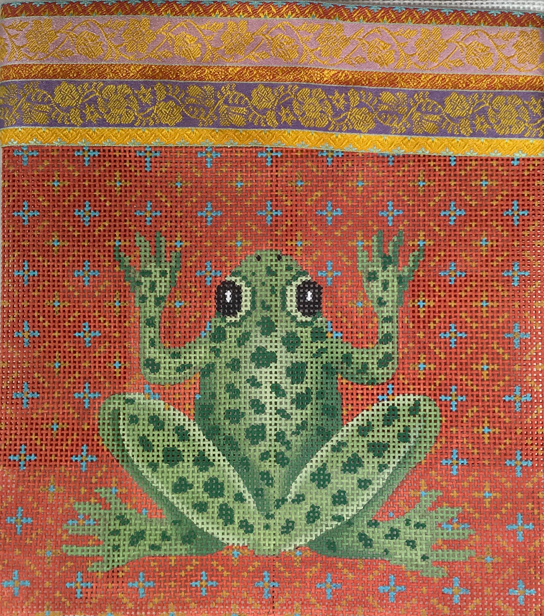 JP Needlepoint P 038 Frog & Flowers Purse