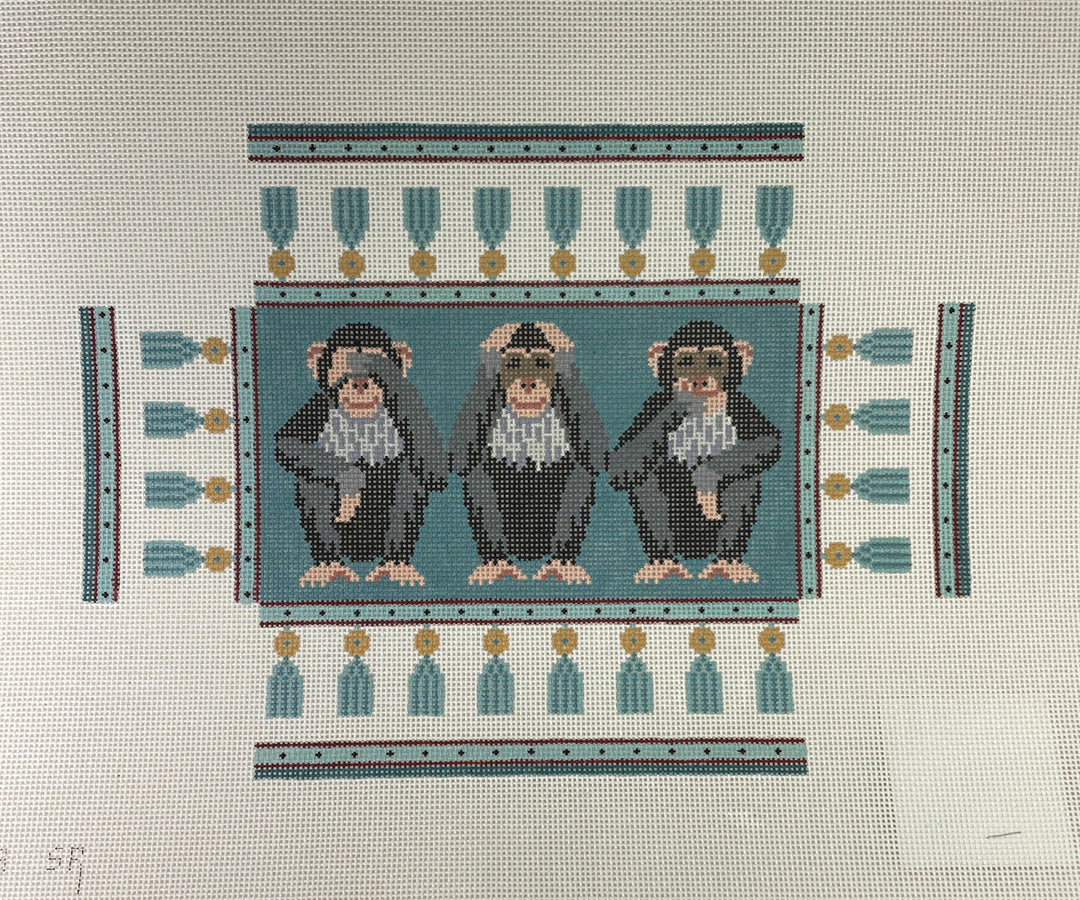 * Susan Roberts Needlepoint 0383 Hear, See, Speak No Evil Brick Cover 13m