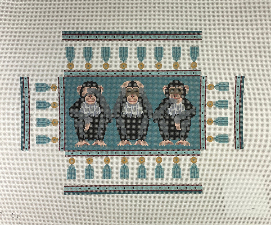 * Susan Roberts Needlepoint 0383 Hear, See, Speak No Evil Brick Cover 13m