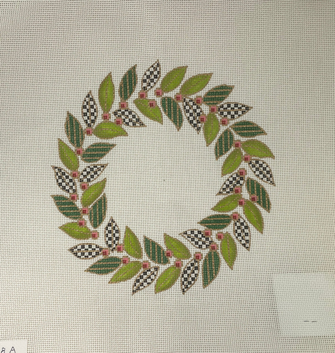 CanvasWorks Traditions W8B Olive Wreath with Patterned Leaves- 13m