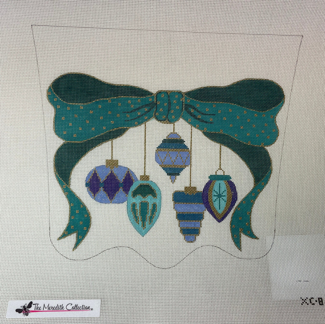 *SALE Meredith Collection XC-8 Ornaments with Teal Bow Stocking Cuff
