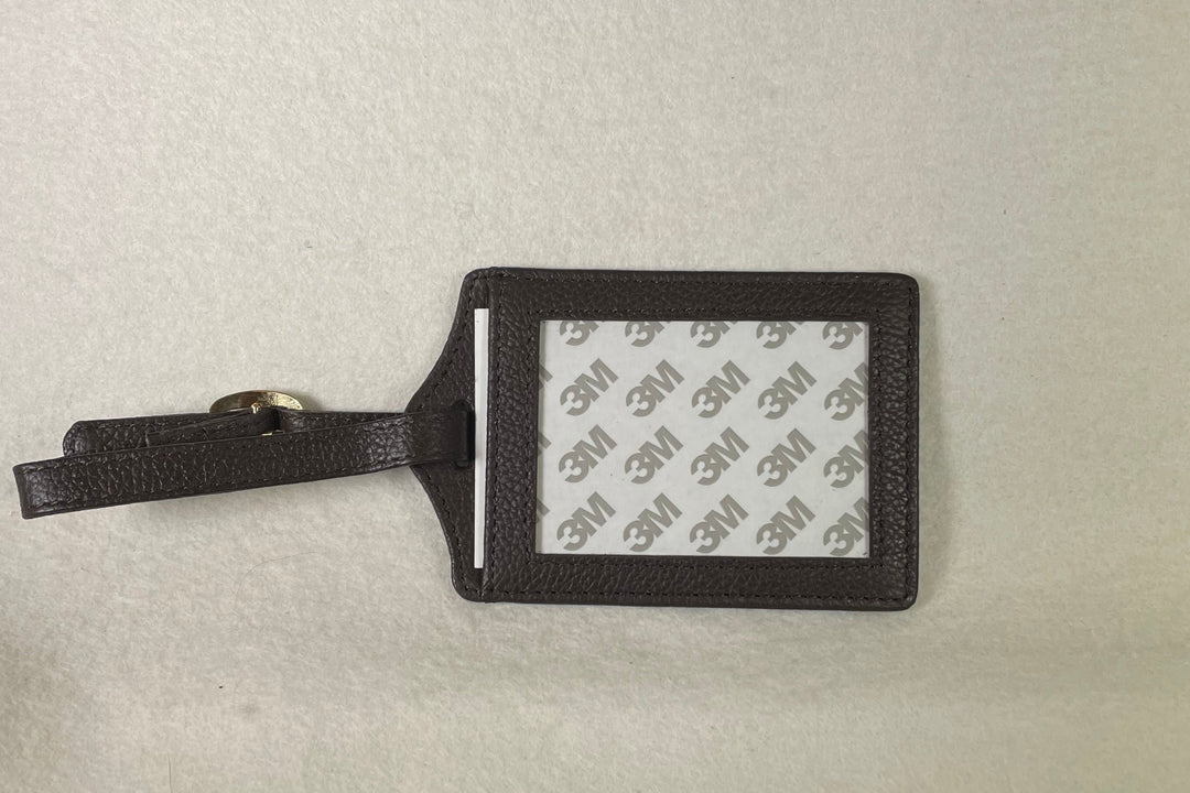 * Planet Earth Leather Luggage Tag- Brown