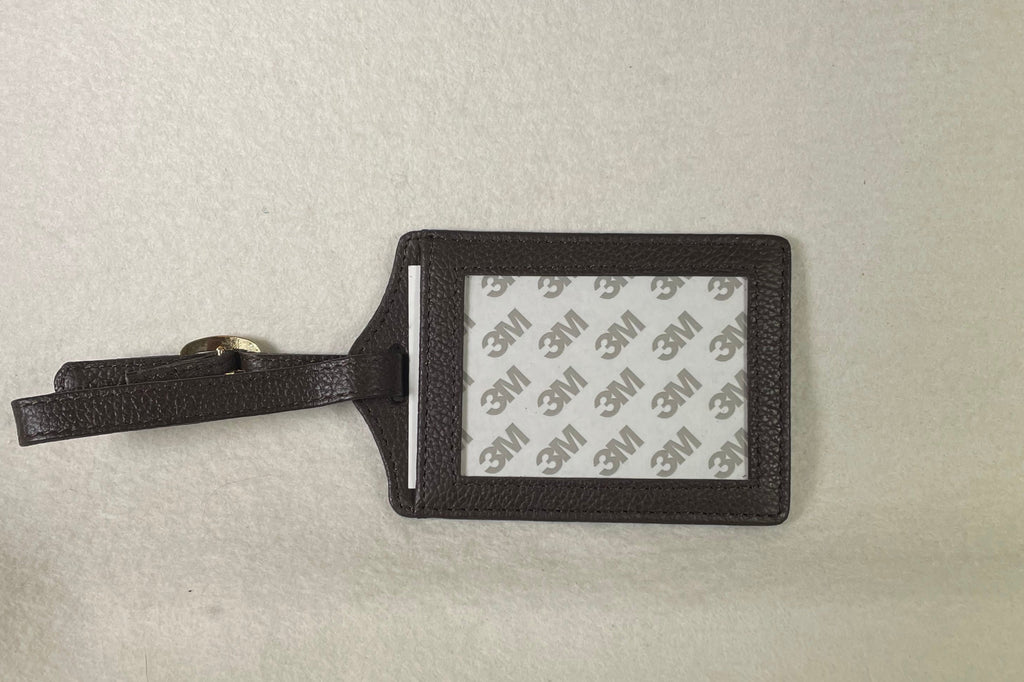 * Planet Earth Leather Luggage Tag- Brown
