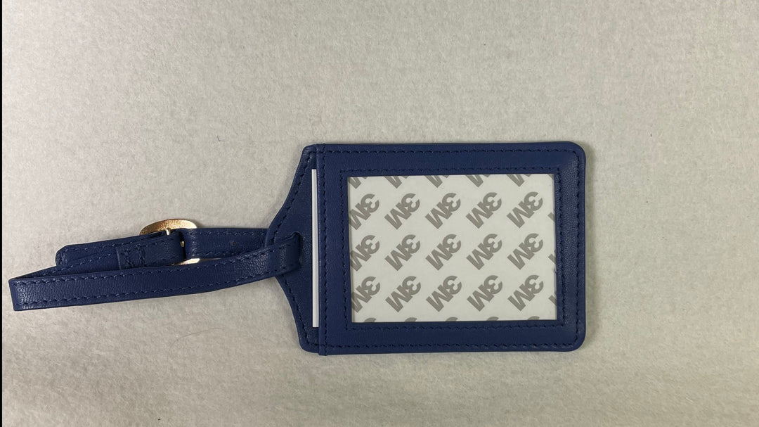 Planet Earth Leather Luggage Tag- Dark Blue