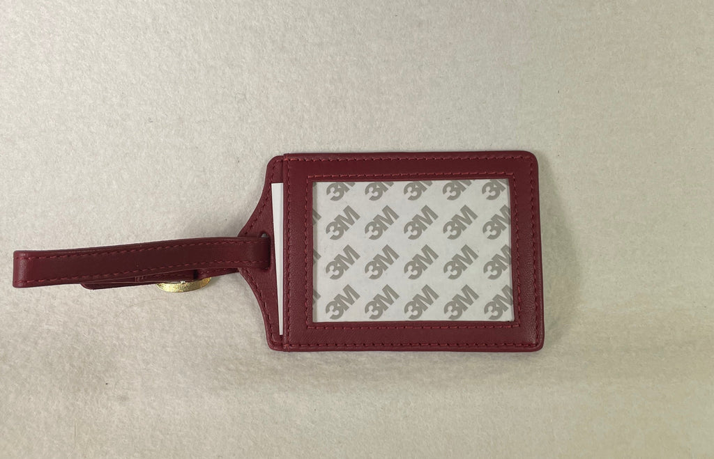 Planet Earth Leather Luggage Tag- Cranberry