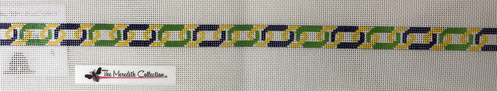 * The Meredith Collection 169 Interlocking Chain belt- Kelly/Navy/Yellow