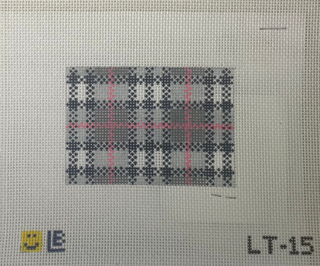 * Lauren Bloch LT15 Vineyard Vines Grey and Blue Plaid Luggage Tag