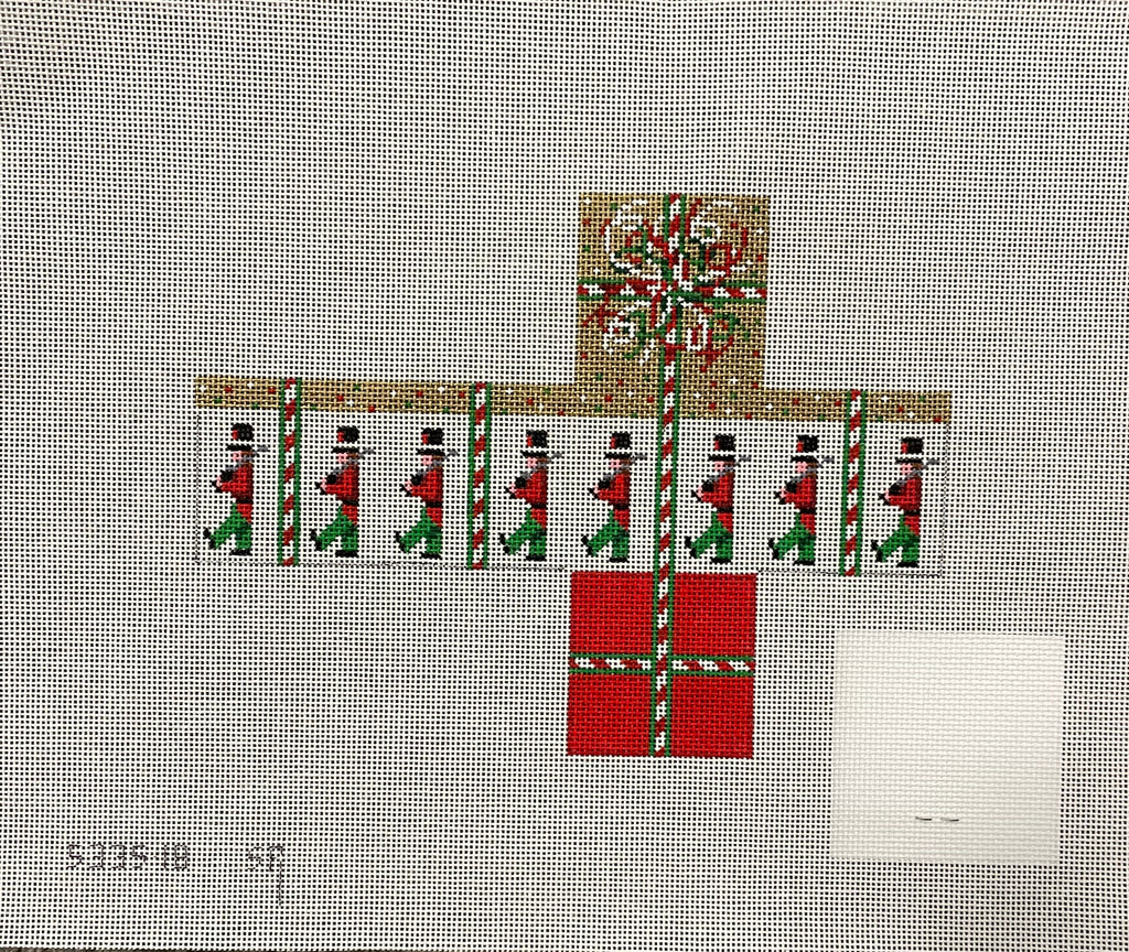 * Susan Roberts Needlepoint Designs 5335-18 Marching Soldiers and Confetti / 2in Cube Box